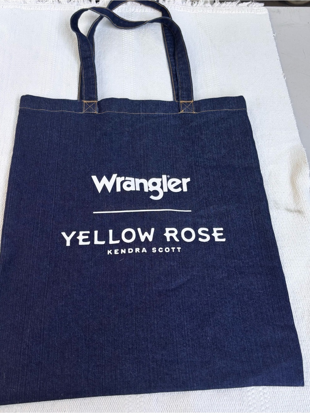 Wrangler x Kendra Scott Yellow Rose denim tote bag